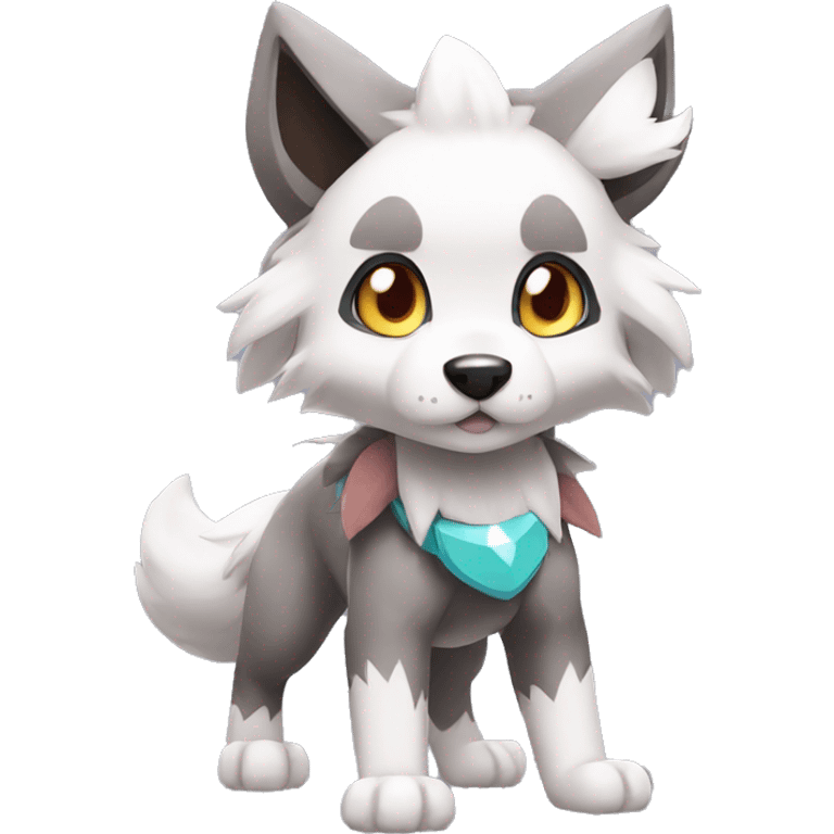 Kawaii Cool Chibi Poochyena-Rocruff-Lycanroc-Pokémon Full Body emoji