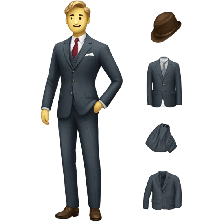 a classy haberdasher sewing a suit emoji