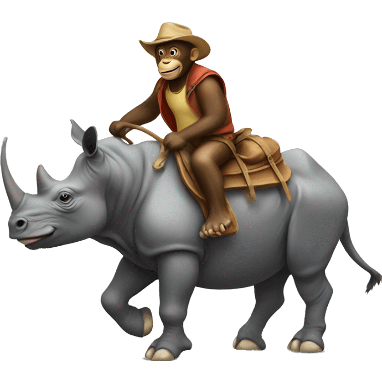 Monkey riding rhino emoji