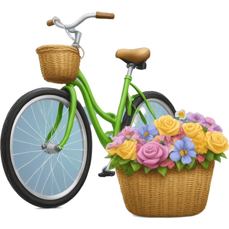 Bicycle with a basket of flowers  emoji