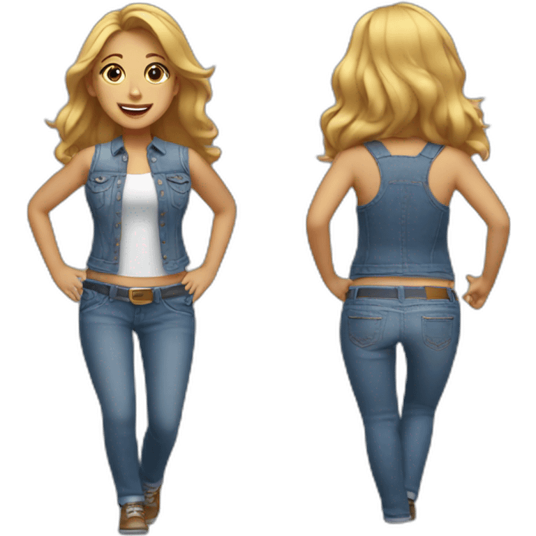 bouncing girl from texas in jeans emoji