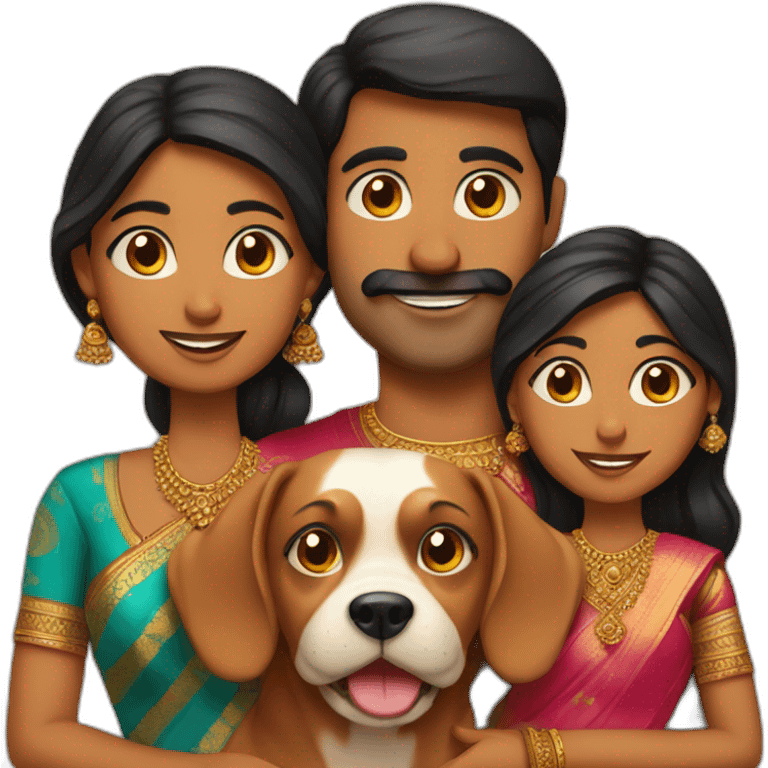 Indian married couple with two kids and a dog emoji