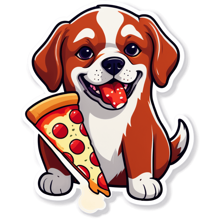 Dog eating pizza emoji