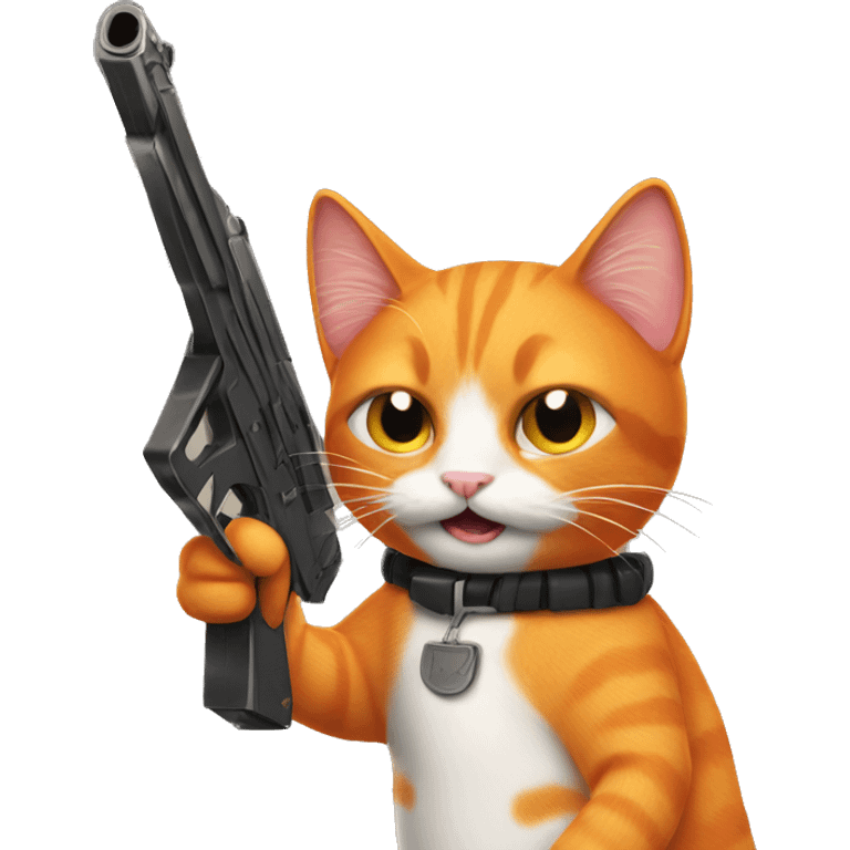 Orange cat with a gun emoji