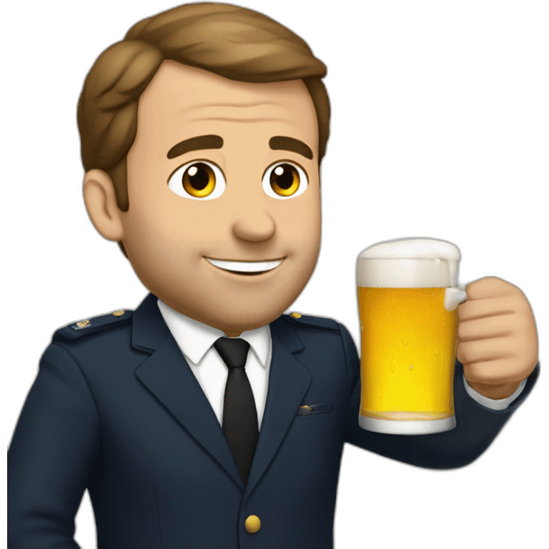 Macron drinking a beer emoji