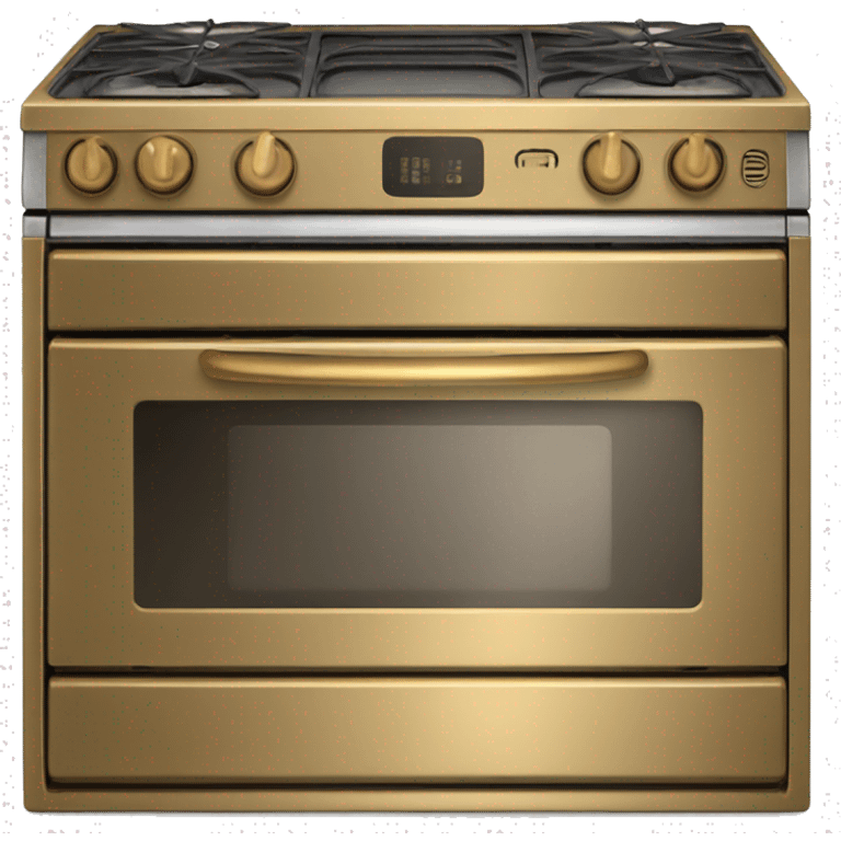 Realistic metallic gold stove top oven. emoji