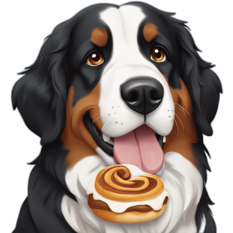 bernese mountain dog eating cinnamon roll emoji