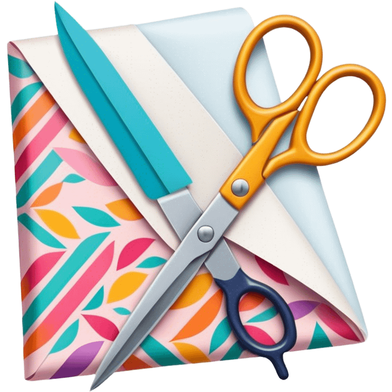 Paper craft icon, folded paper, scissors, decorative paper patterns, vibrant colors, minimalistic style, clean lines, transparent background. emoji