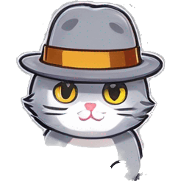 Grey cute cat wearing an hat emoji