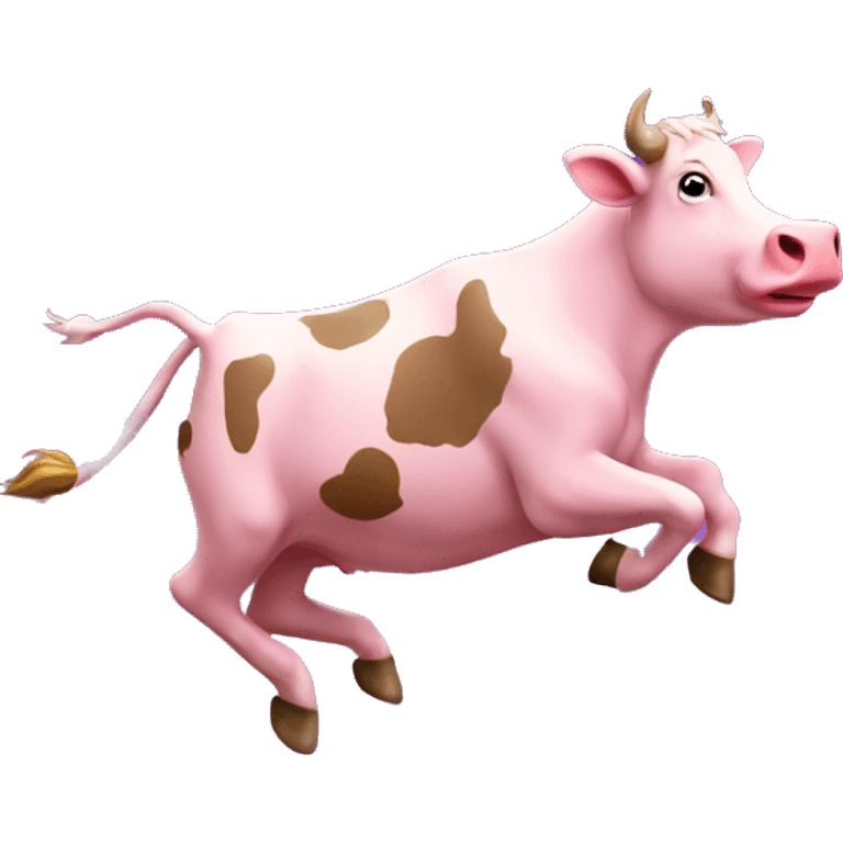 pink cow jumping over full moon emoji