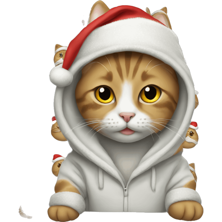 cat wearing christmas hoodie emoji