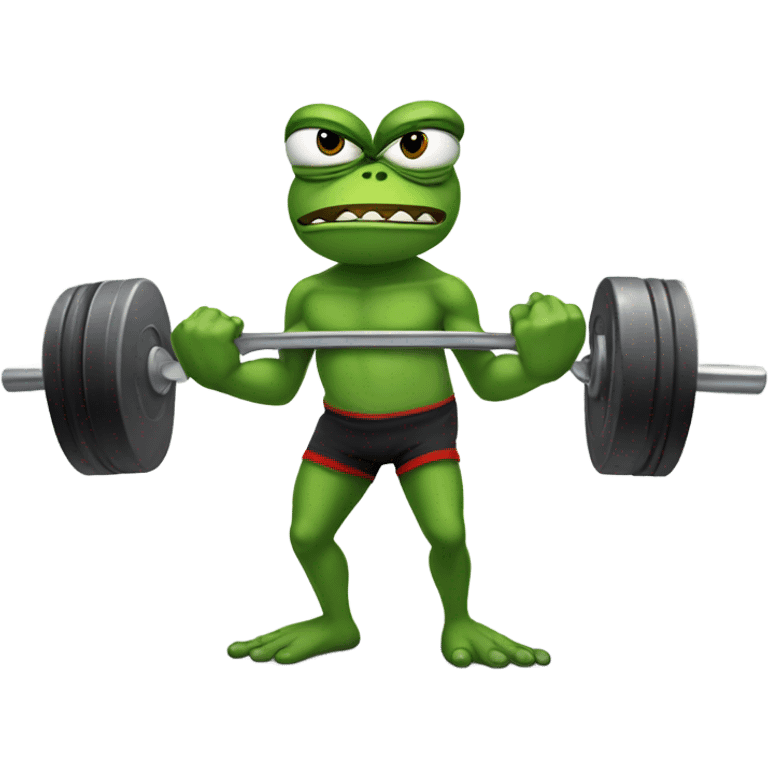 Pepe the frog lifting weights emoji