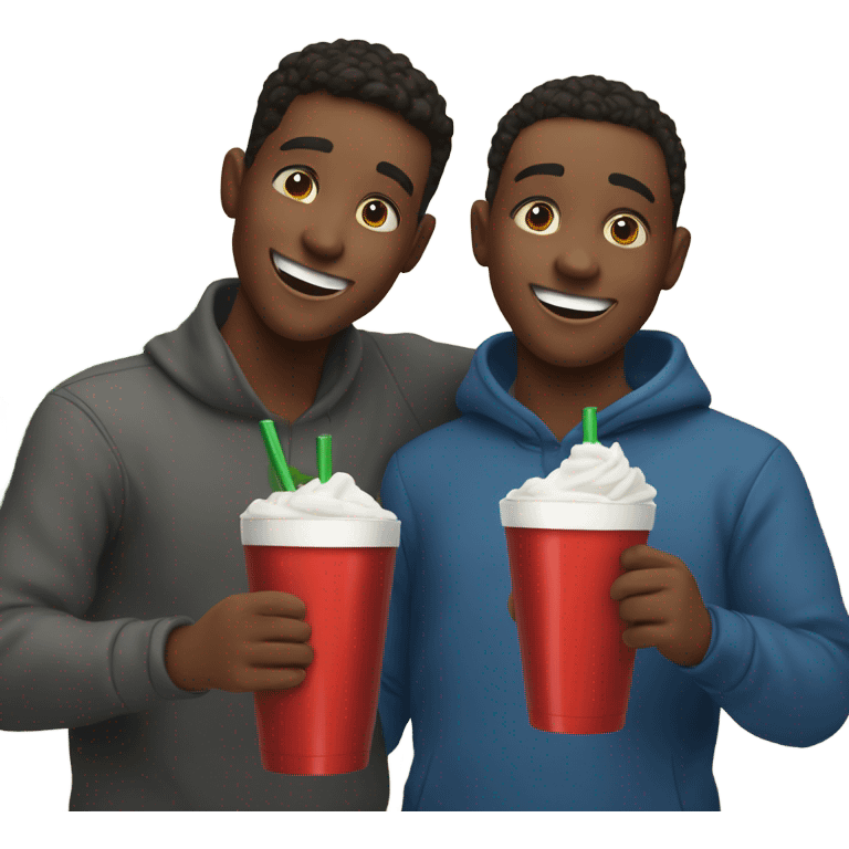 boys enjoying drinks indoors on Christmas emoji