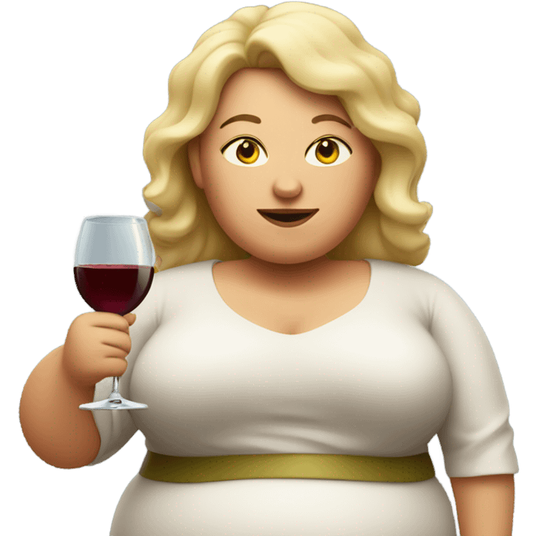 fat woman with a glass of wine emoji