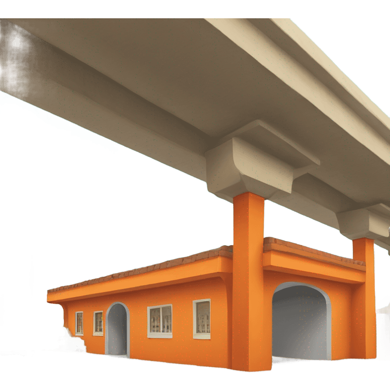 Orange ashram under a highway overpass  emoji