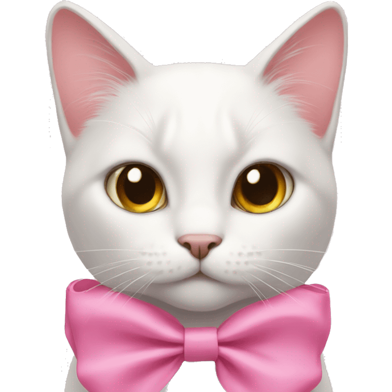 A white cat wearing pink bows  emoji