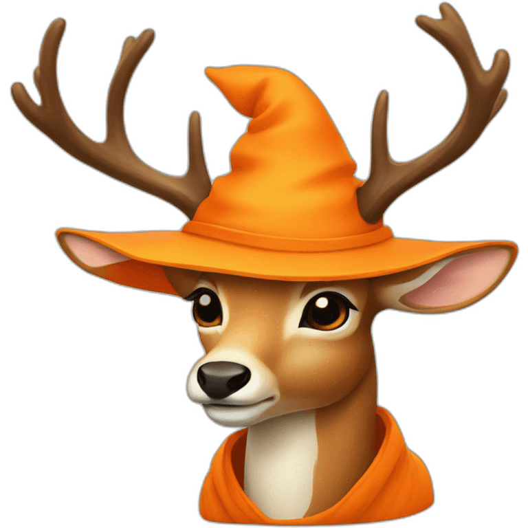 deer in orange witch hat emoji