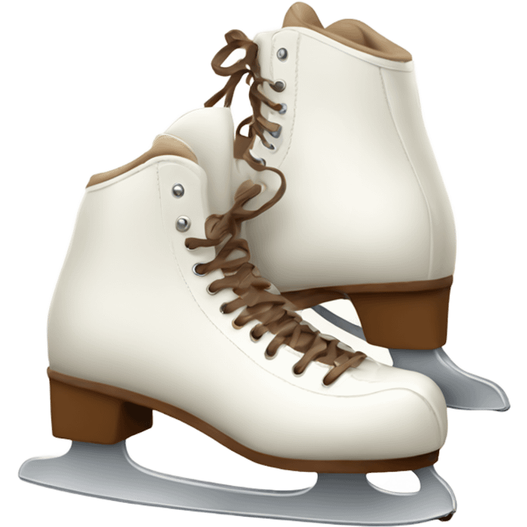 two winter white skates with brown laces emoji