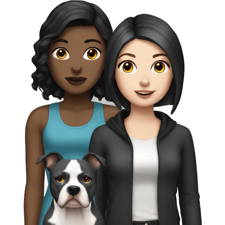 White Girl with black hair with a grey pitbull emoji