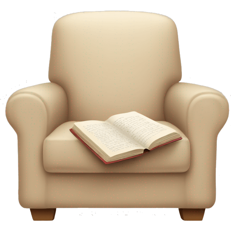 Simple Beige Armchair with blanket and open book on it emoji