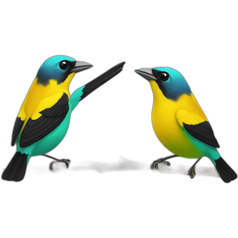 two tanagers high five emoji