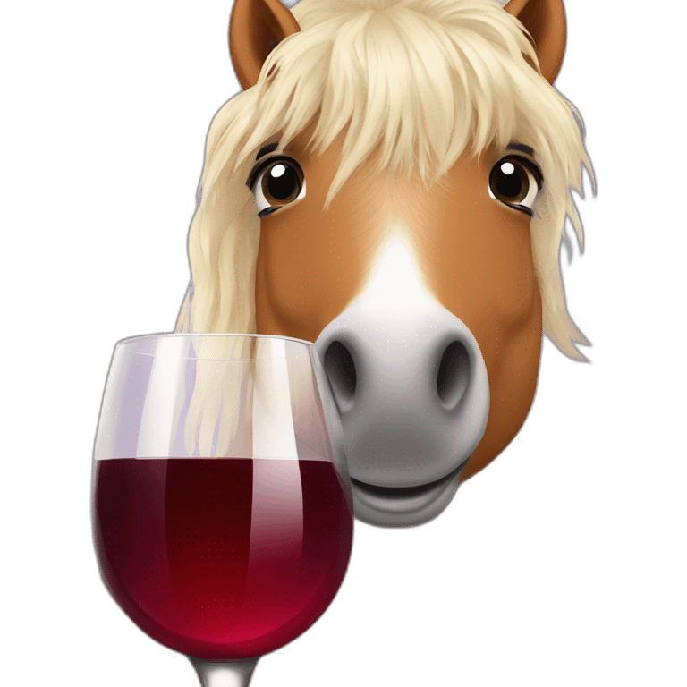 shetland pony drinking wine emoji