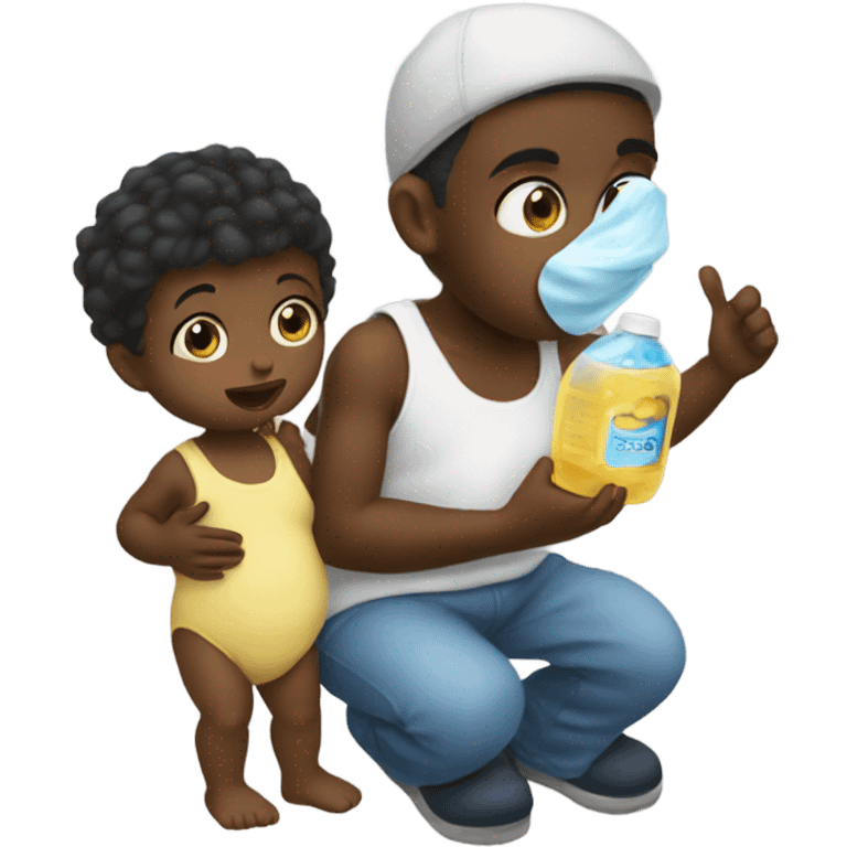 Diddy holding baby oil and a baby emoji