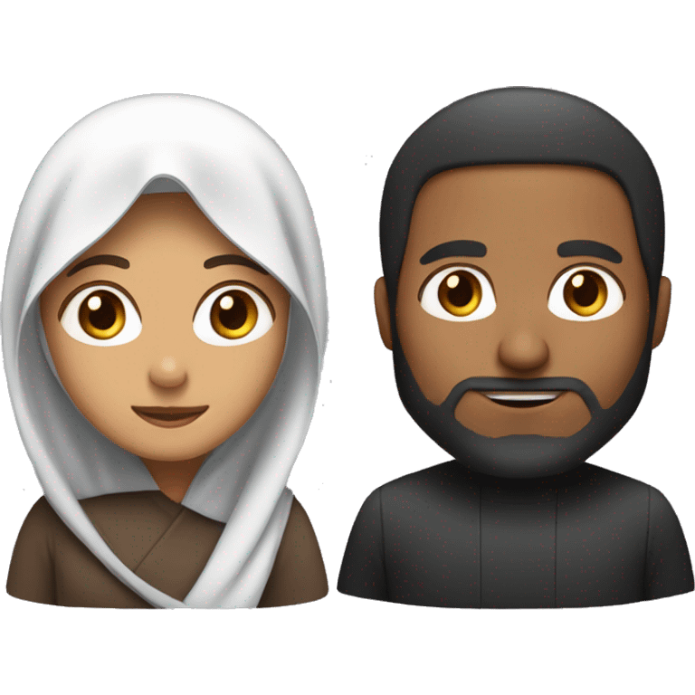 brown man with long hair and brown woman in hijab emoji