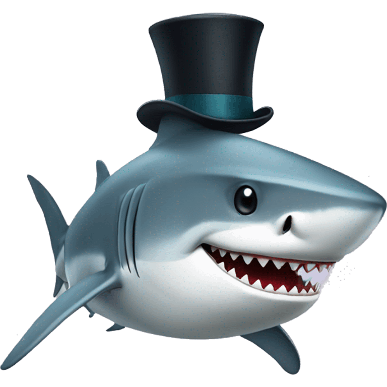 Shark with a top hat emoji