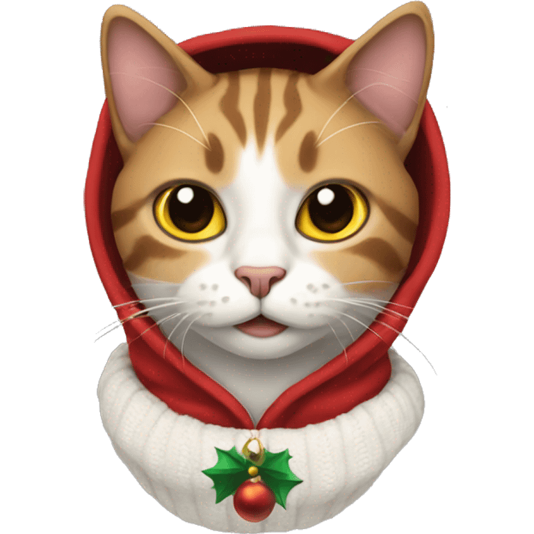 Cat with a christmas hoodie emoji