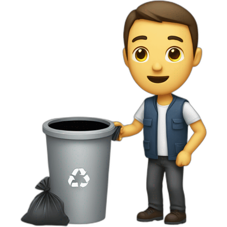 sketchy man throwing garbage into the trash can emoji