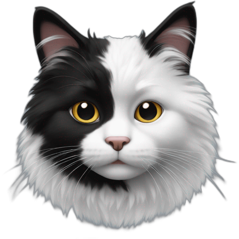 fluffy black and white cat emoji