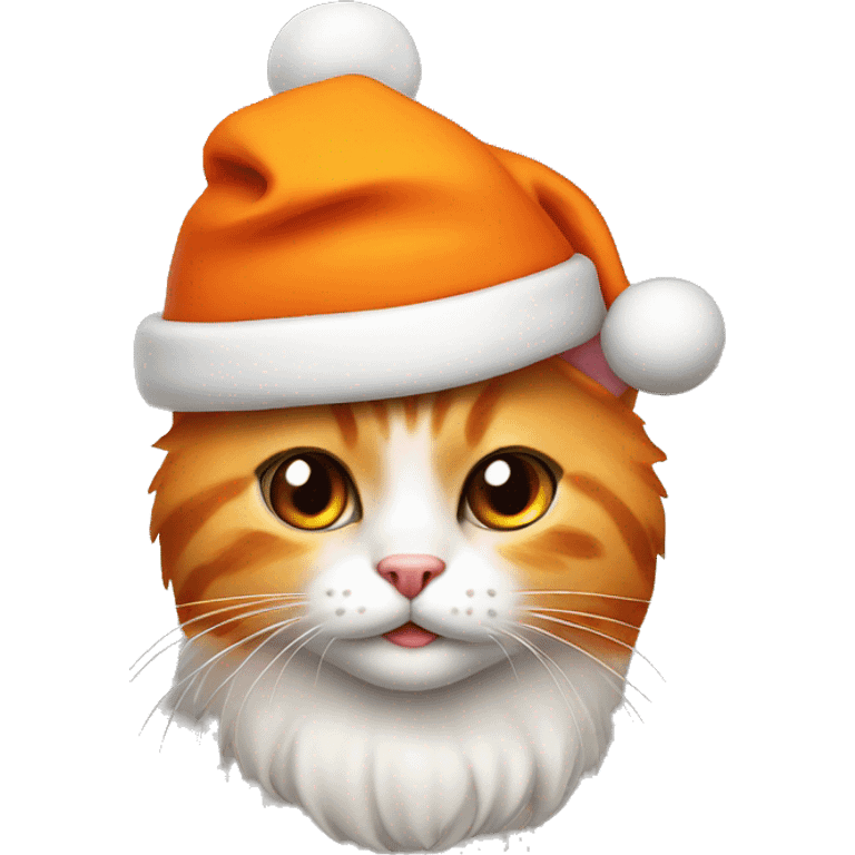 orange girl cat with a christmas hat emoji