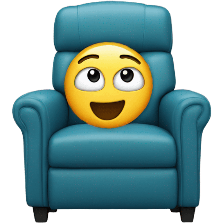 Recliner chair with human face laughing  emoji