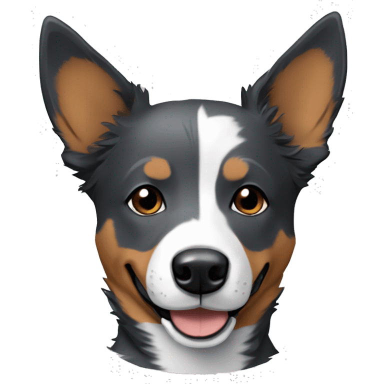 brown eyes dog blue heeler smile dark gray and white fur emoji