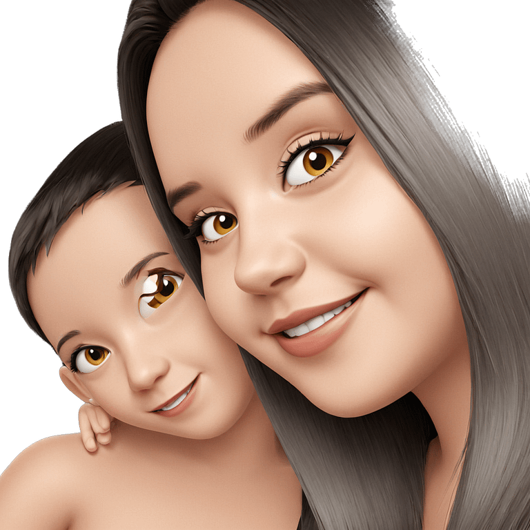 smiling girl with boy portrait emoji