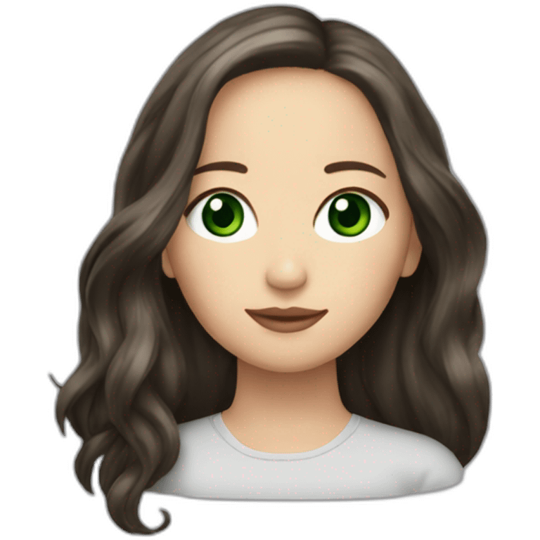 Jennifer Lawrence with Green eyes and long dark hair emoji