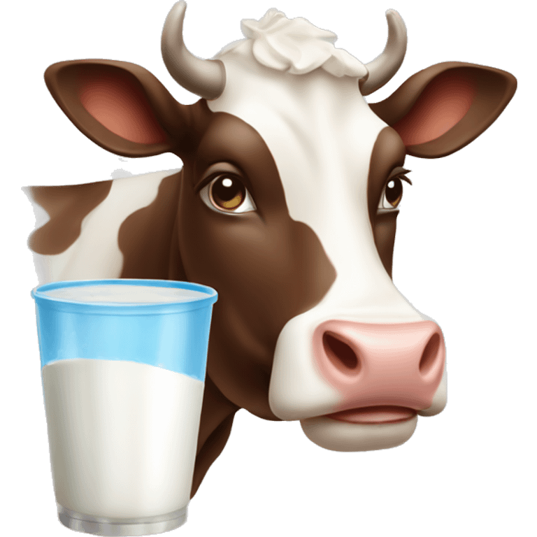 A cow that gives milk with chocolate emoji