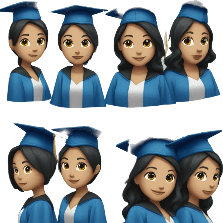 asian girl wearing blue graduation cap with long curly black hair emoji