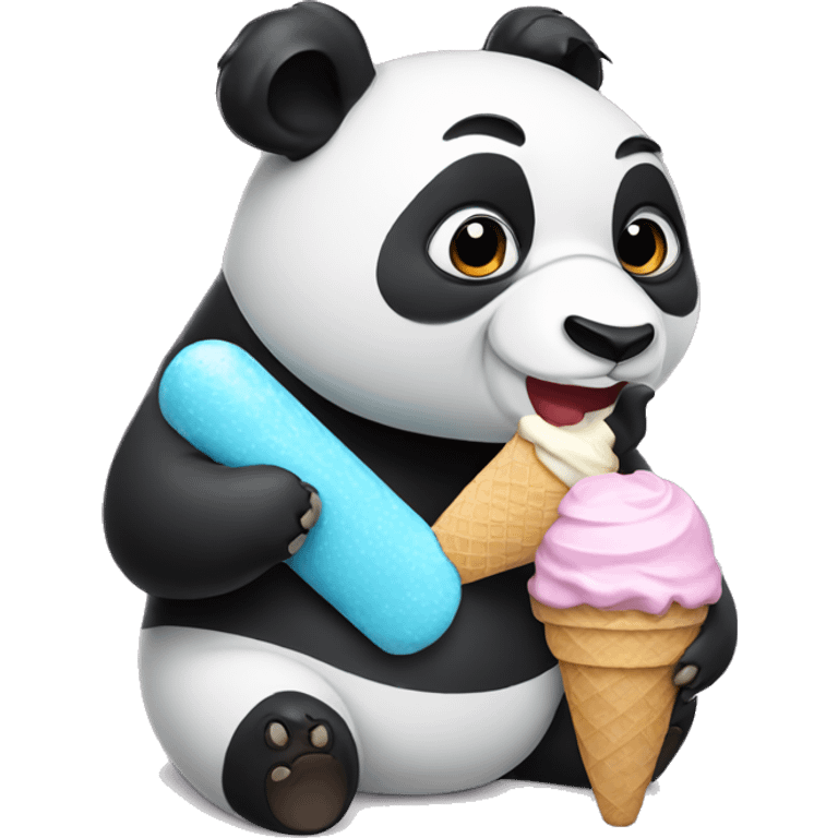 Panda eating ice cream emoji