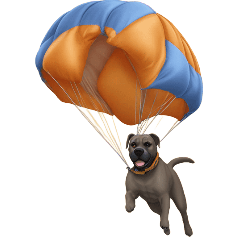 An orange-colored Cane Corso gliding from a parachute. emoji