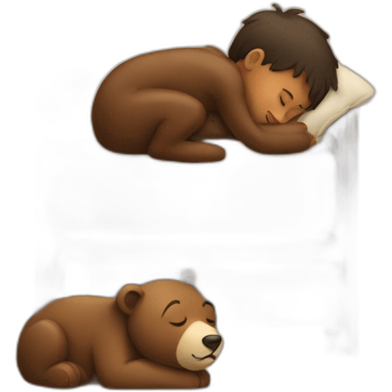 boy sleeping on a bear emoji