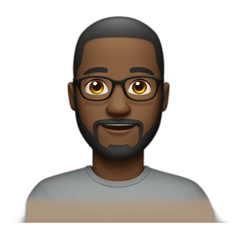 Black man with European haircut and beard and wearing glasses emoji