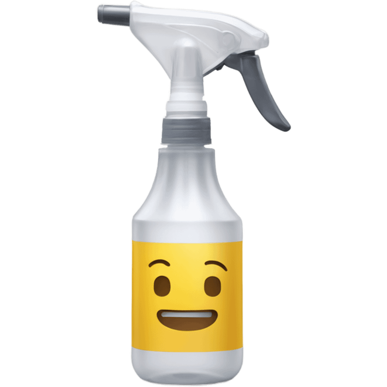 A handheld plastic spray bottle with a transparent container, featuring a long metal nozzle and a white handle. emoji