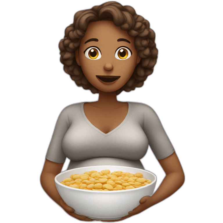 White Pregnant woman eating cereal emoji