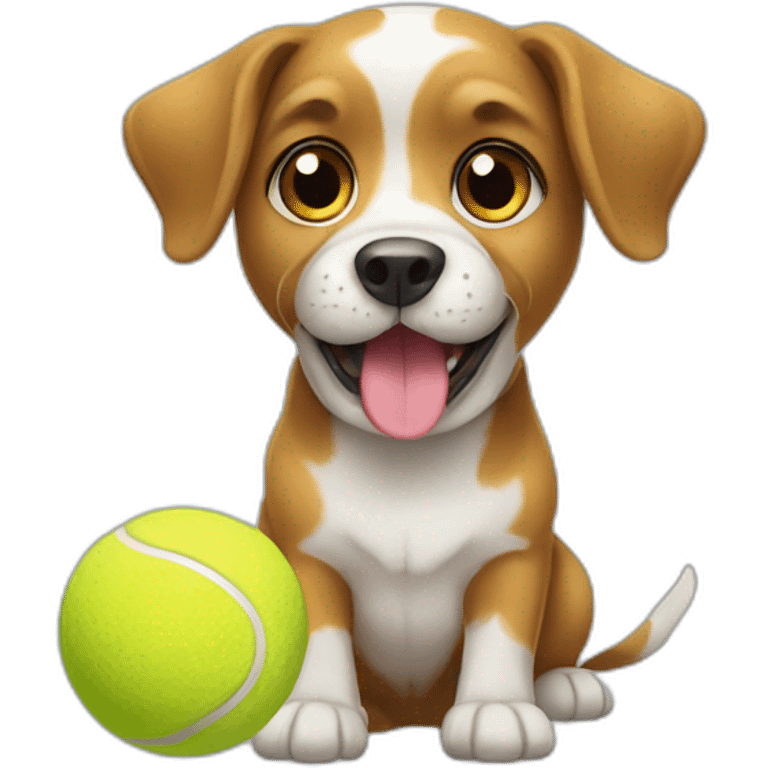 Cute dog with tennis ball emoji