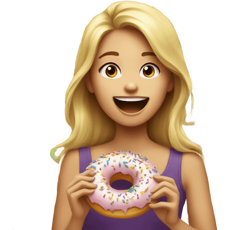 Girl eating doughnut emoji