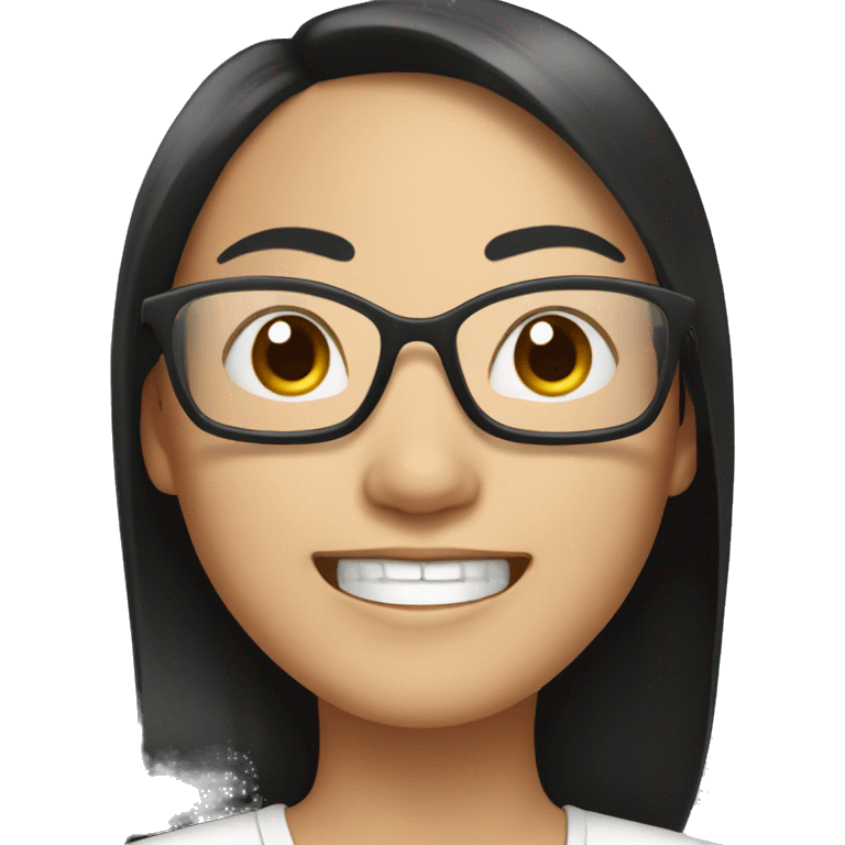 A smiling Asian woman with black hair, wearing sunglasses.  emoji