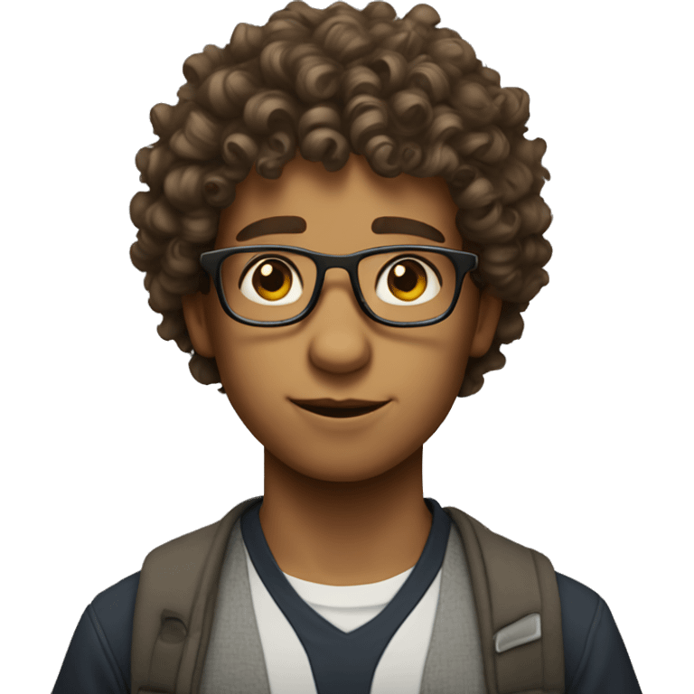 nerdy curly hair boy emoji