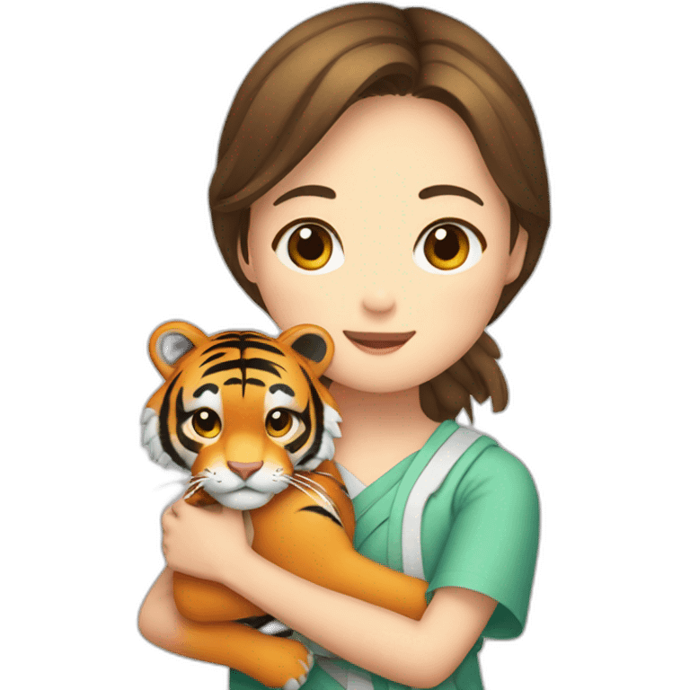 Tiger in arm of Japanese  girl  emoji